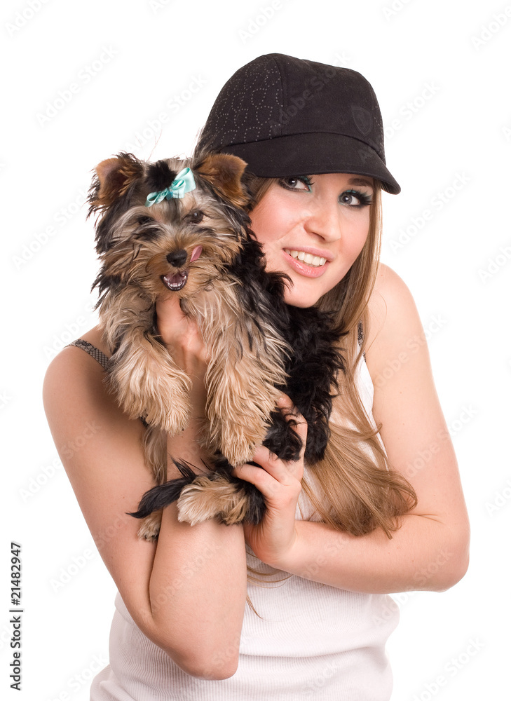 charming of the girl with small dog charming of the girl with small dog