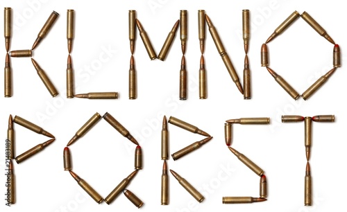 Letters made of cartridges isolated