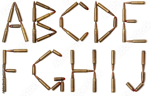 Letters made of cartridges isolated