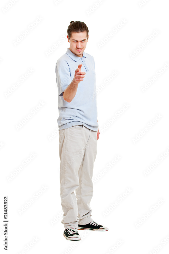 Fototapeta premium young man in blue t-shirt