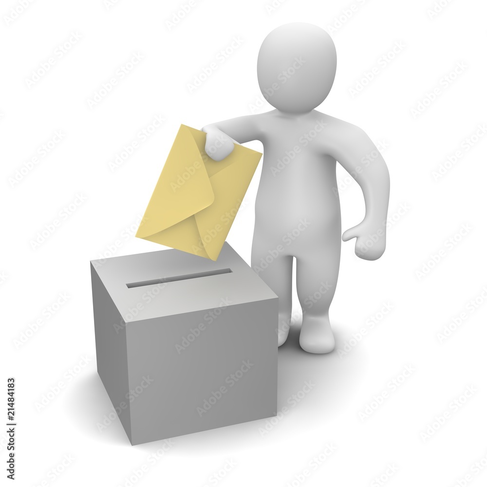 Man sending letter or vote concept. Man sending letter or vote concept.