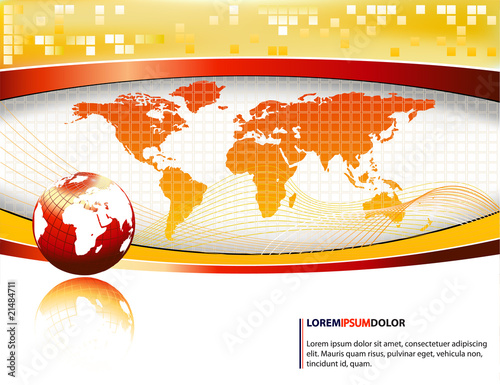 yellow vector design template with earth globe