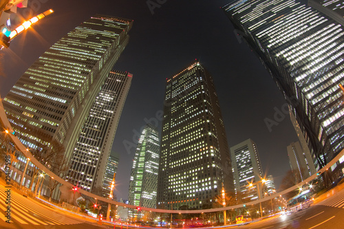 東京　新宿の夜景（魚眼レンズ）