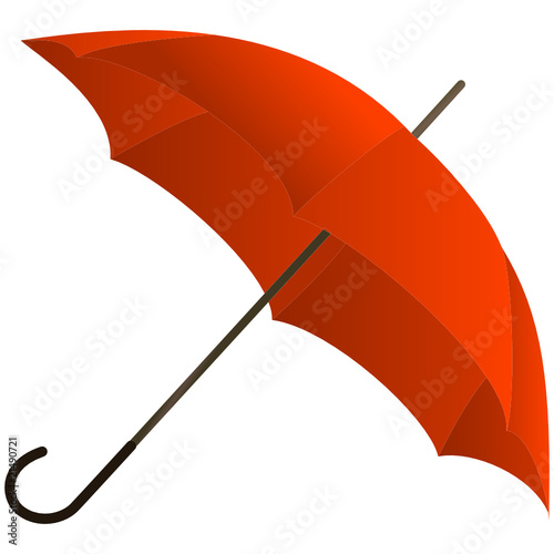 The red umbrella represented on a white background
