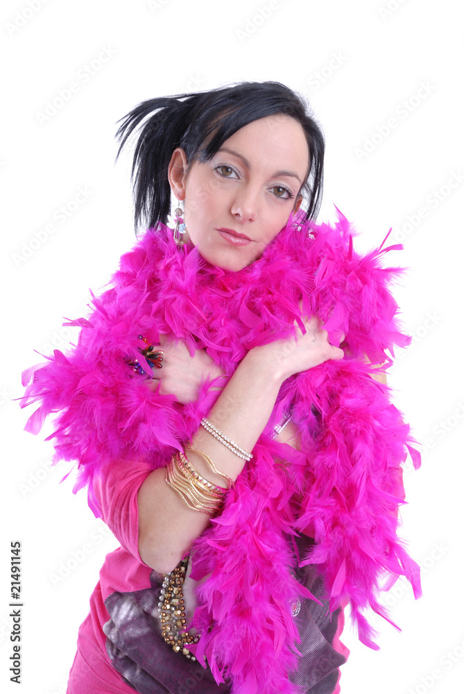 Cute young women and feather boa Cute young women and feather boa