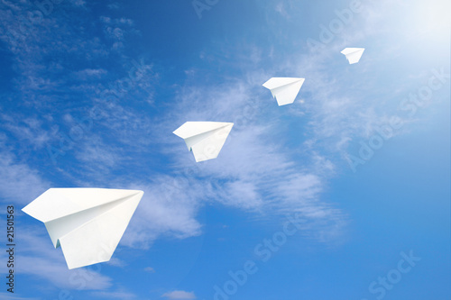 The paper airplanes to the air.