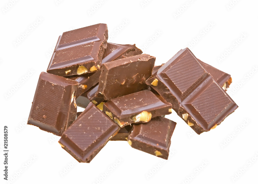 Blocks of chocolate isolated on white Blocks of chocolate isolated on white