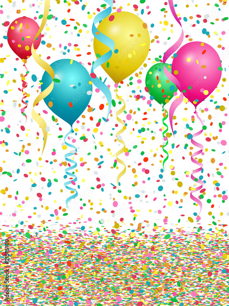 Fotografie Ballons confettis et serpentins