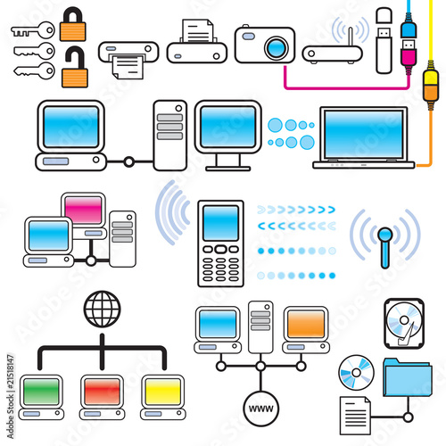 Vector Networking, Connectivity & Technology Design Elements Set