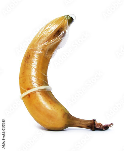 Banana wearing a condom