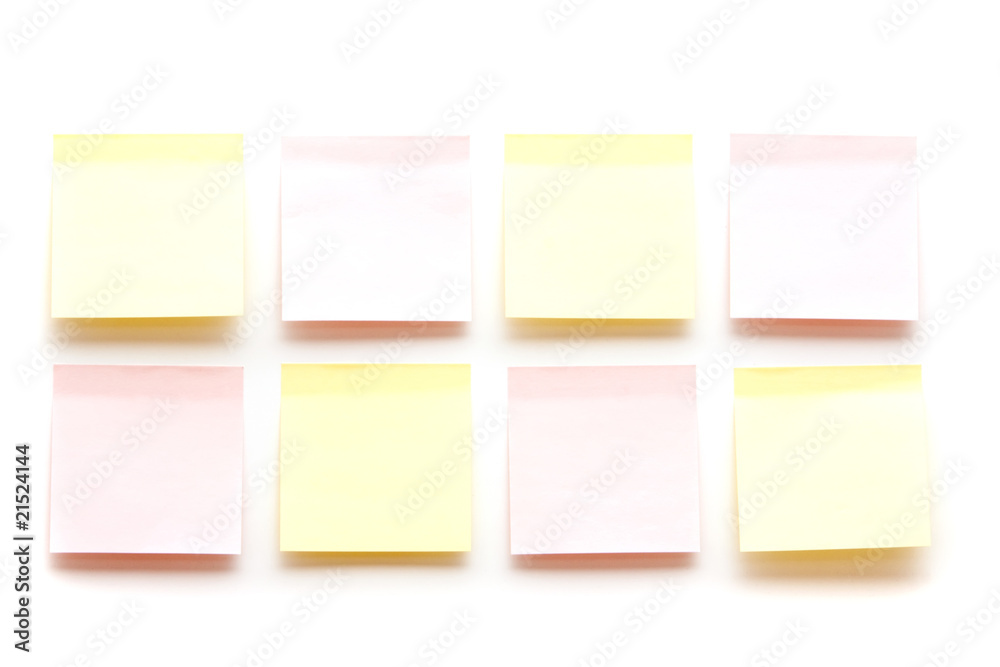 Yellow and pink post it notes