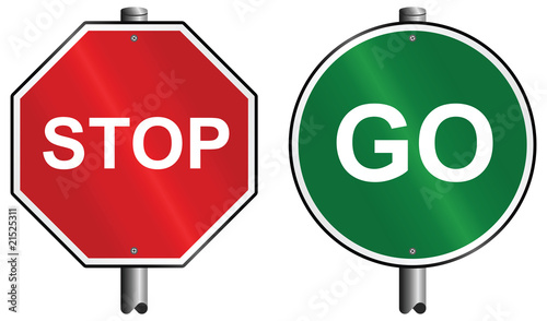 Stop and go signs mounted on post
