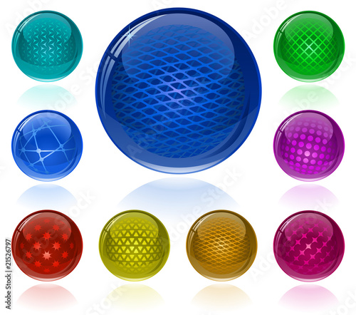 Glossy colorful abstract spheres with different patterns