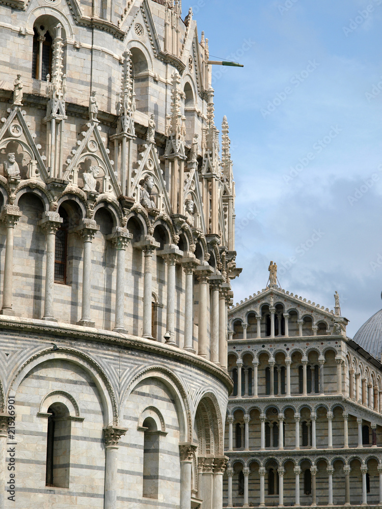 Pisa - Baptistery  and Duomo in the Piazza dei Miracoli