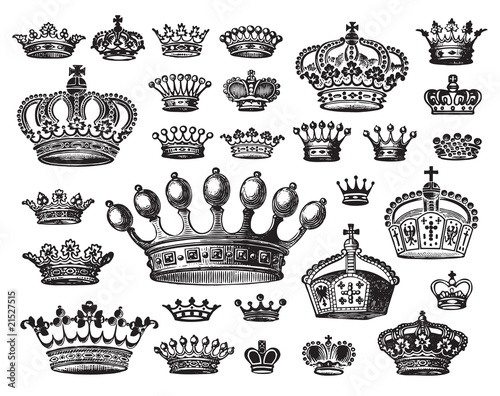 set of antique crown engravigs (vector) photo