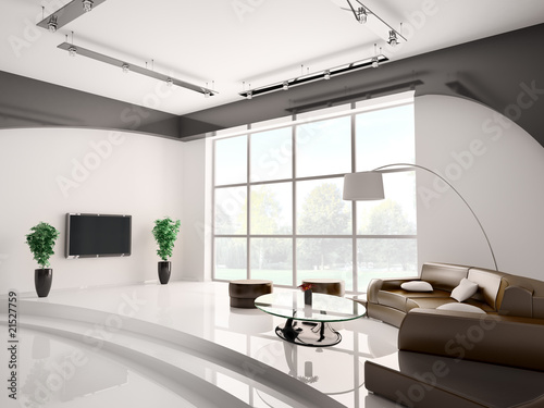 Wohnzimmer mit braun sofa 3d