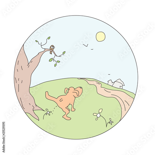 dog under the tree