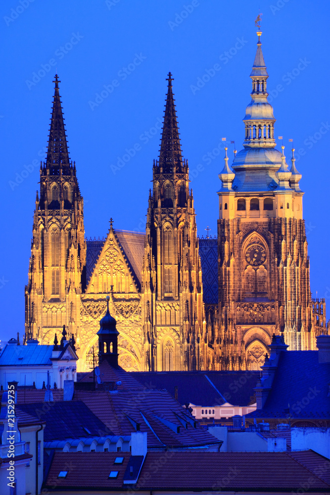 Beautiful Prague gothic Castle in the Night