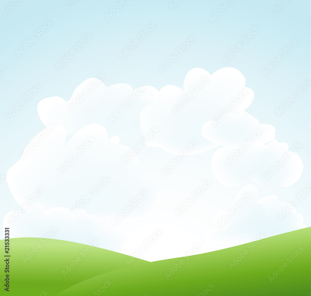 spring landscape with sky and clouds