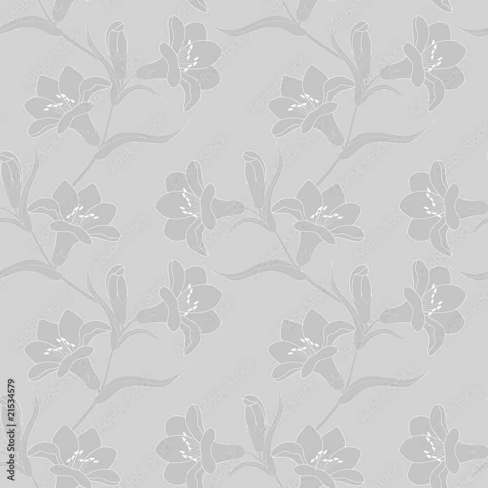 Fototapeta premium seamless pattern with white lily flowers