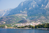 View of the resort Makarska and Mount Biokovo. Croatia