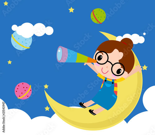 girl watching  star