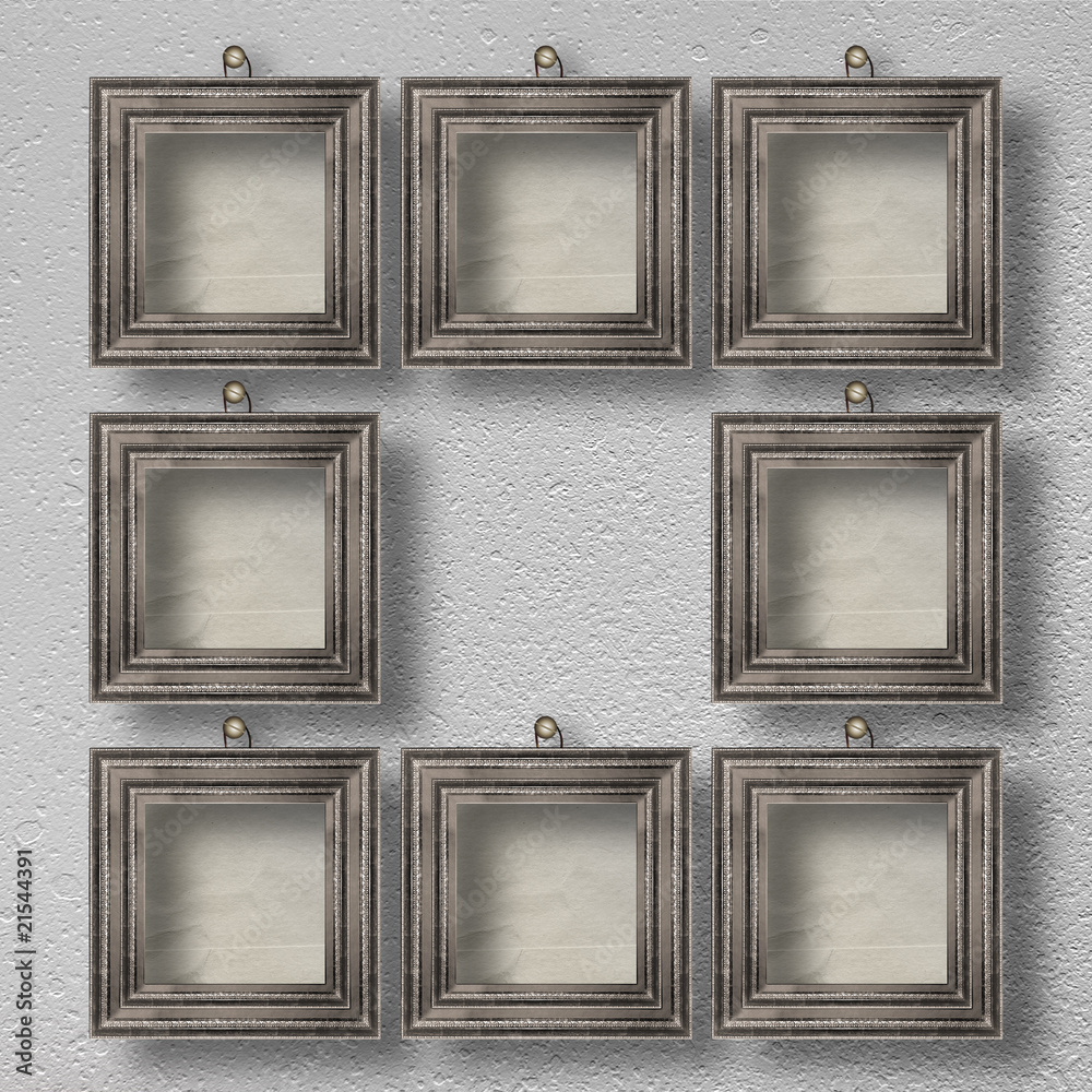 Old room, grunge interior with frames in style baroque Old room, grunge interior with frames in style baroque