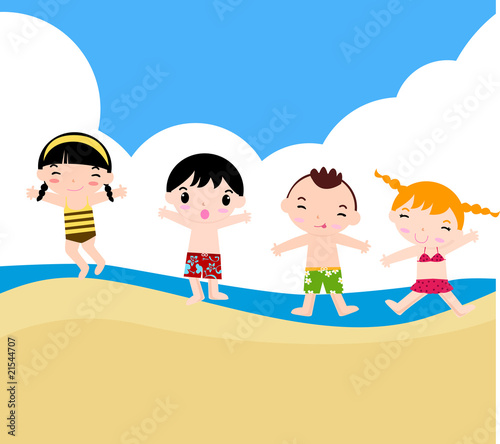 Children on the sunny beach.