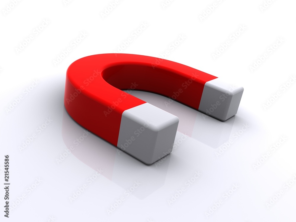 red magnet symbol on white background with shadow red magnet symbol on white background with shadow