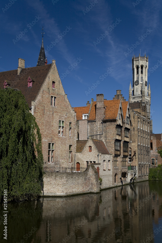 Rozenhoedkaai showing Rosaire Quay and the Belfry tower. Rozenhoedkaai showing Rosaire Quay and the Belfry tower.