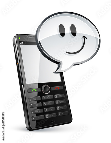 téléphone portable bulle conversation smiley