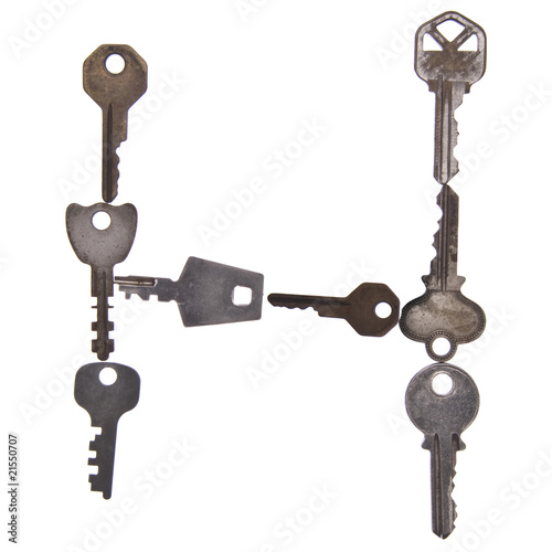 Letter H in Old Keys