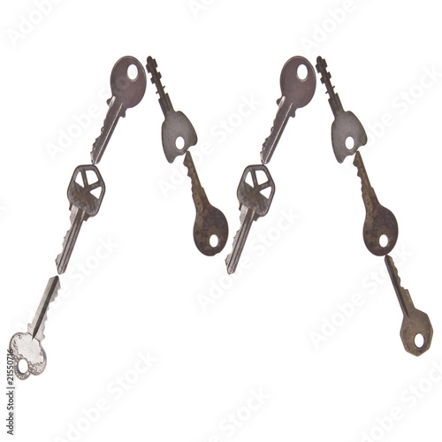 Letter M in Old Keys