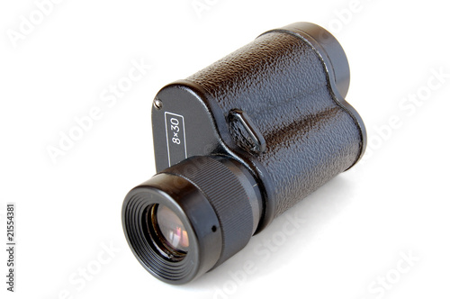 Monocular (Half-a-Binocular) isolated on white background .