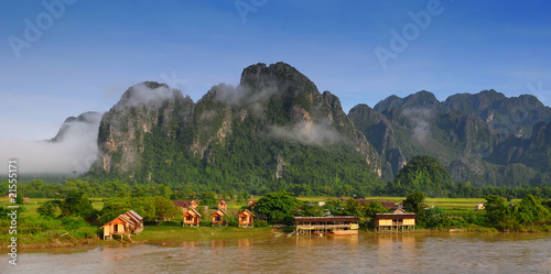 View of Vang Vieng, Laos photo