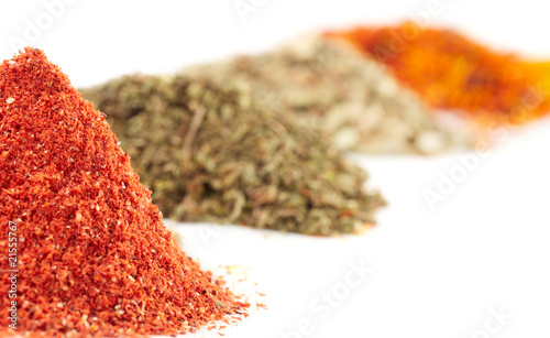 Piles of different spices