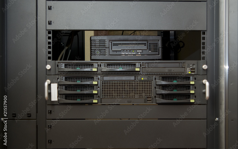 Front of professional server with bay hard disk and save system Front of professional server with bay hard disk and save system