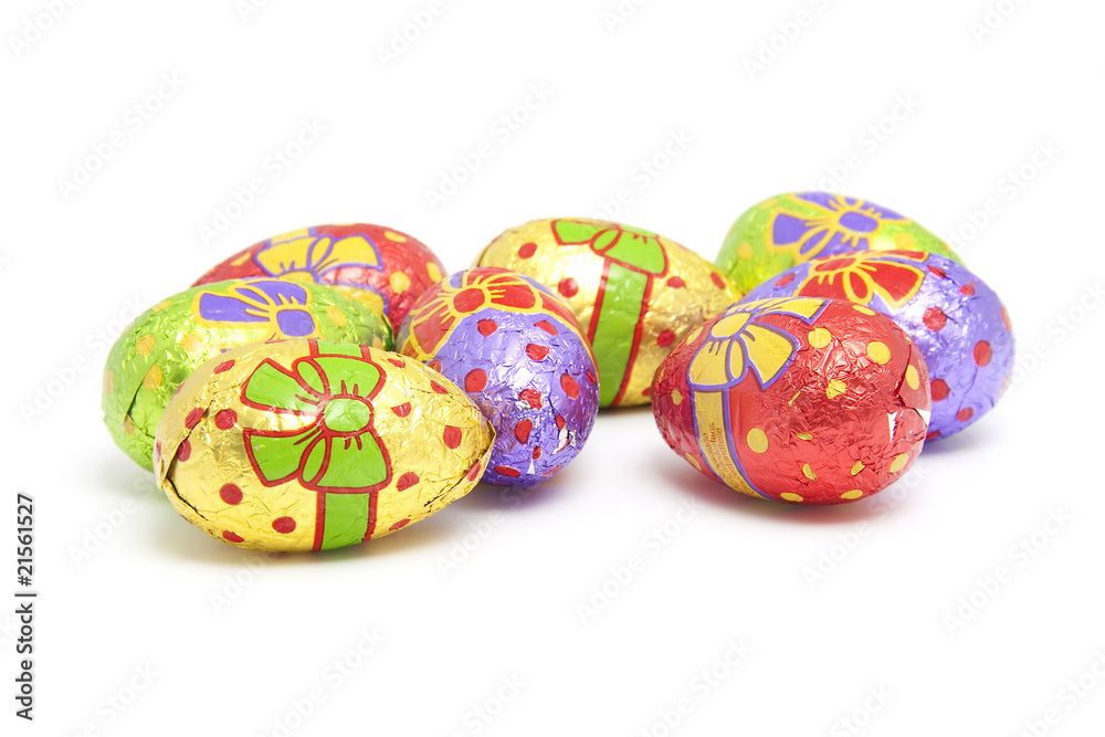 chocolate easter eggs over white background chocolate easter eggs over white background
