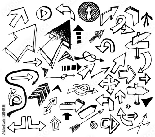 Big set of various black doodle arrows
