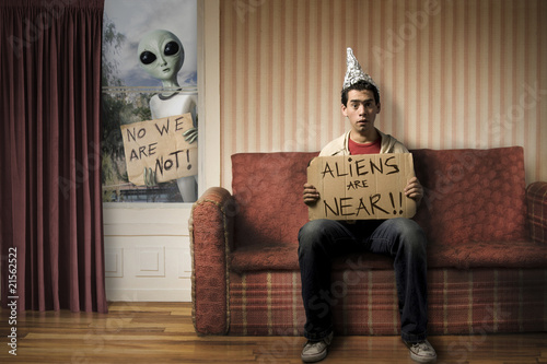 Canvastavla funny concept of Alien invasion