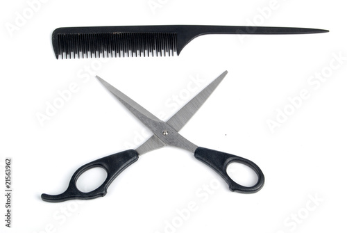 comb and scissors