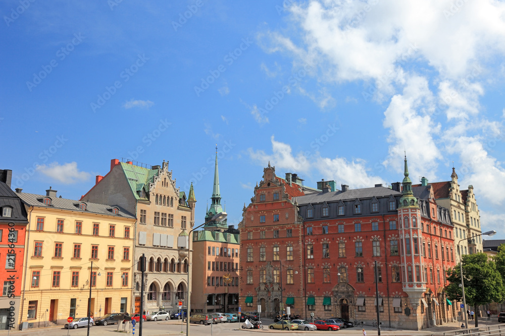 Cityscape of old central Stockholm, Sweden.