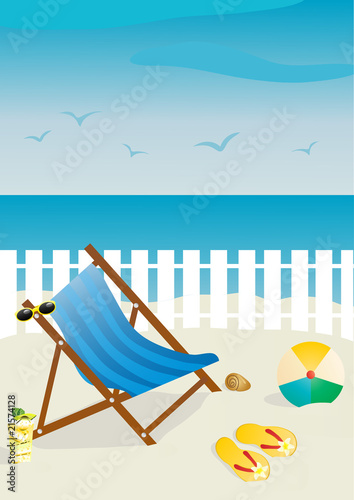 Vector illustration of beach chair on sand