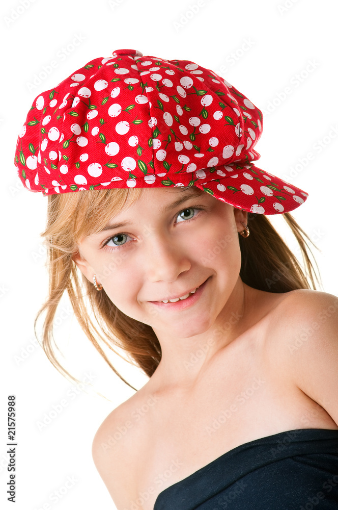 Girl boy in a red cap. Girl boy in a red cap.