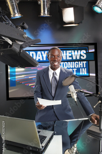 фотографія TV/Radio news anchor with screen selection your graphic path