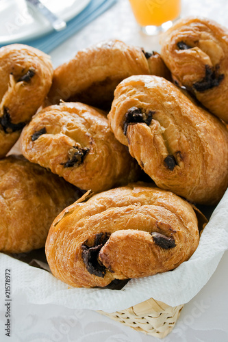 Pain au chocolat in a basket