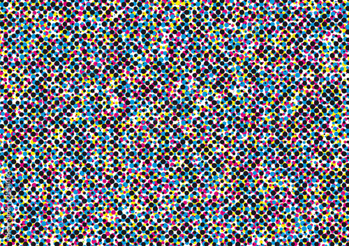 cmyk dot pattern, four color print raster, vector photo