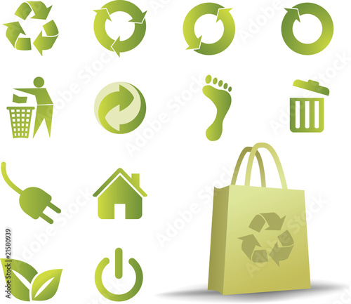 Ecologic icon set with bonus eco bag