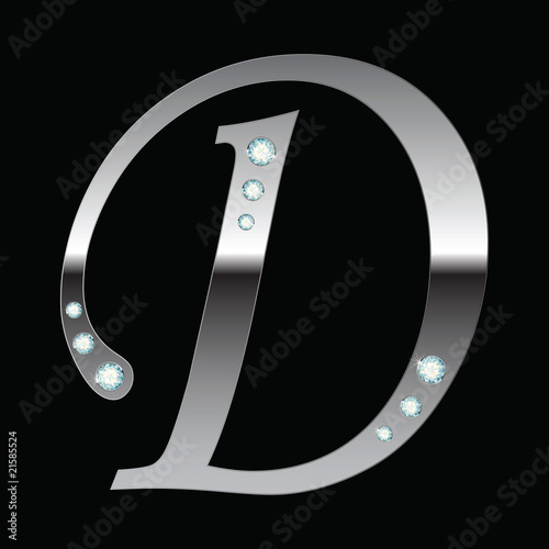 silver metallic letter D