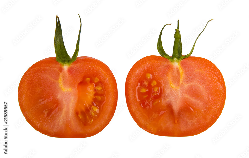 Fototapeta premium red tomato vegetable cut isolated on white background